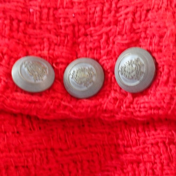 WD.NY Women's Christmas Red Fringe Blazer Size Small Open Front Cardigan Jacket - Picture 9 of 12